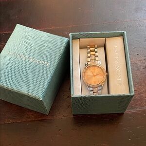 Laura Scott Two-Tone Watch with Crystal Accents